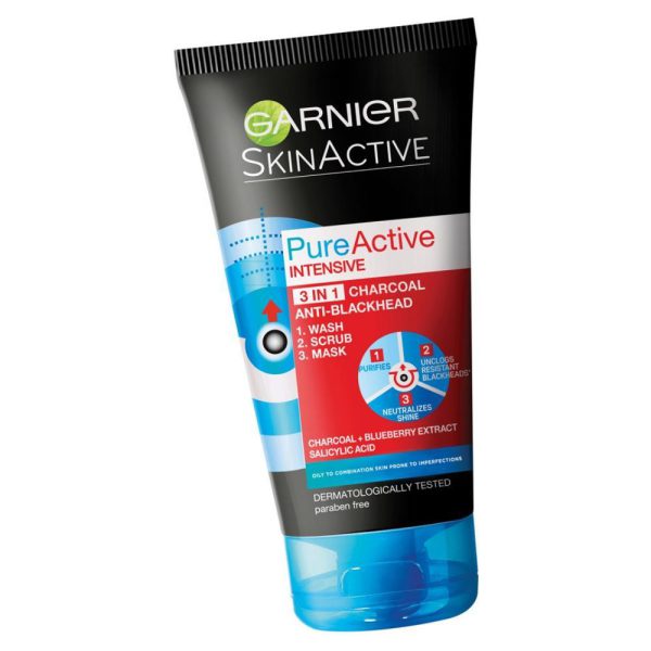 Garnier Pure Active Intensive Charcoal 3 In 1 Mask - 150ml