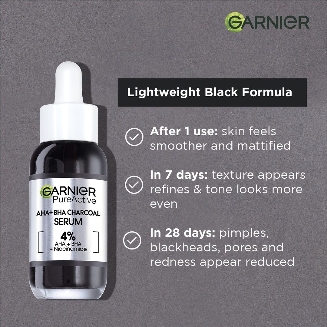 Garnier aha+bha charcoal serum