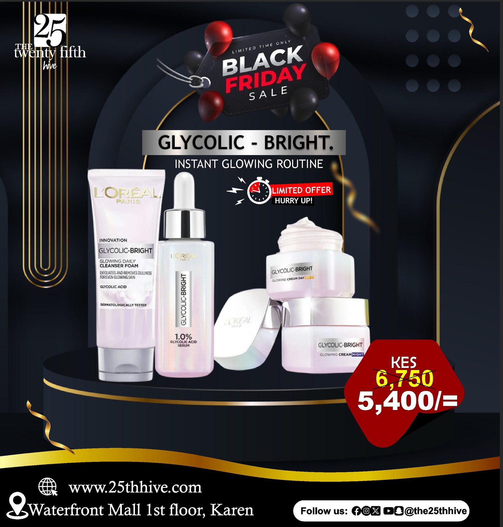 Save on Loreal Glycolic Bright Skincare Black November