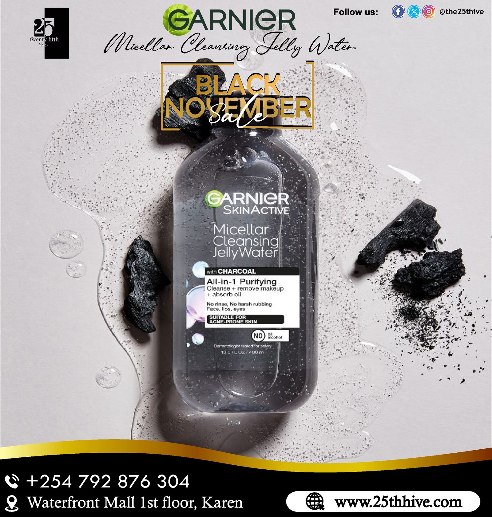 Garnier Pure Active Micellar Charcoal Jelly Water 400Ml